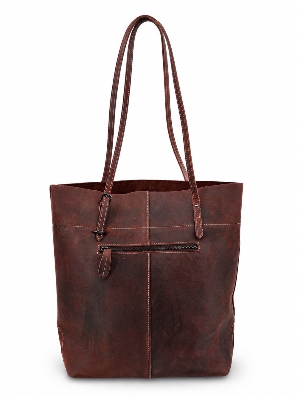S-ZONE Brown Vintage Leather Work Tote Laptop Bag - Picture 2 of 16